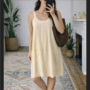 NWT raya sun cream / yellow embroidered flowy boho beach dress